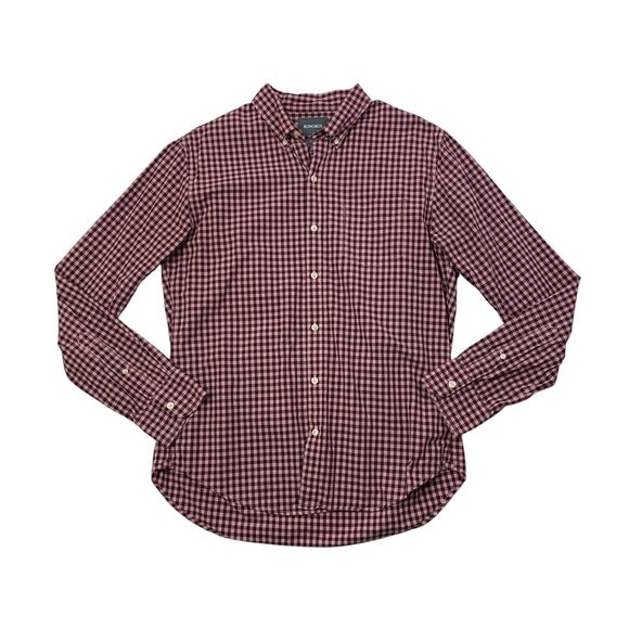 Bonobos Shirt Mens L Large Plum Rose Pink SLIM Fit Check Button Down Long Sleeve - Picture 1 of 9
